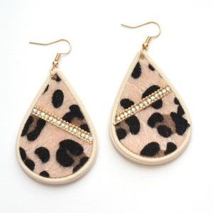 Ivory Crystal Stripe Leopard Teardrop Earrings
